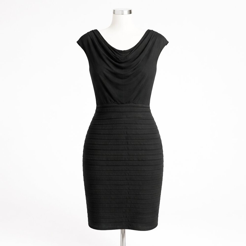 Adrianna Papell Black Cowl Neck Sheath Dress
